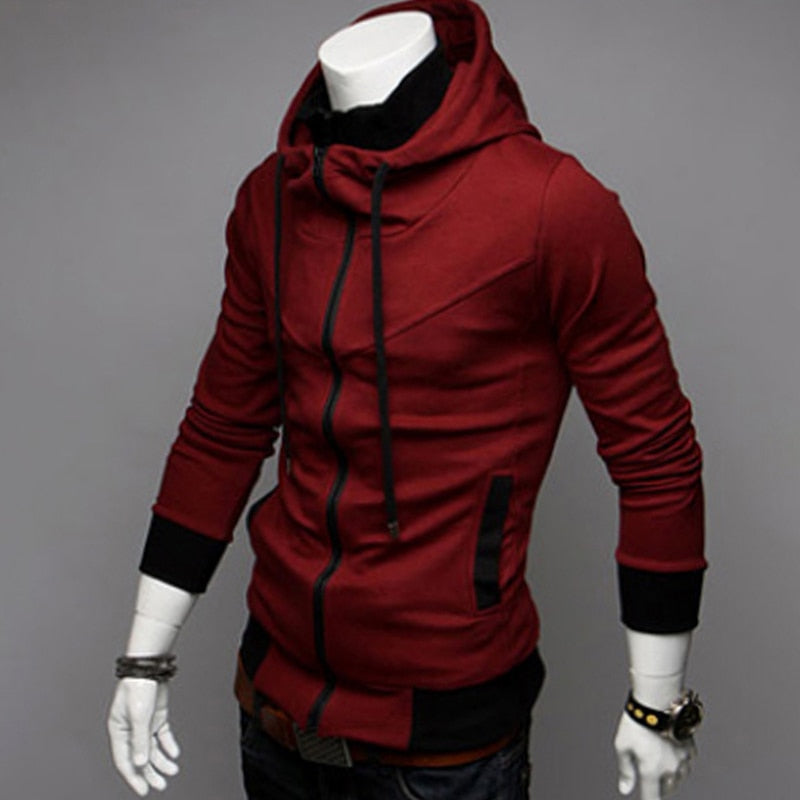 Men's Winter Color Matching Hooded Jacket Coat - CTHOPER