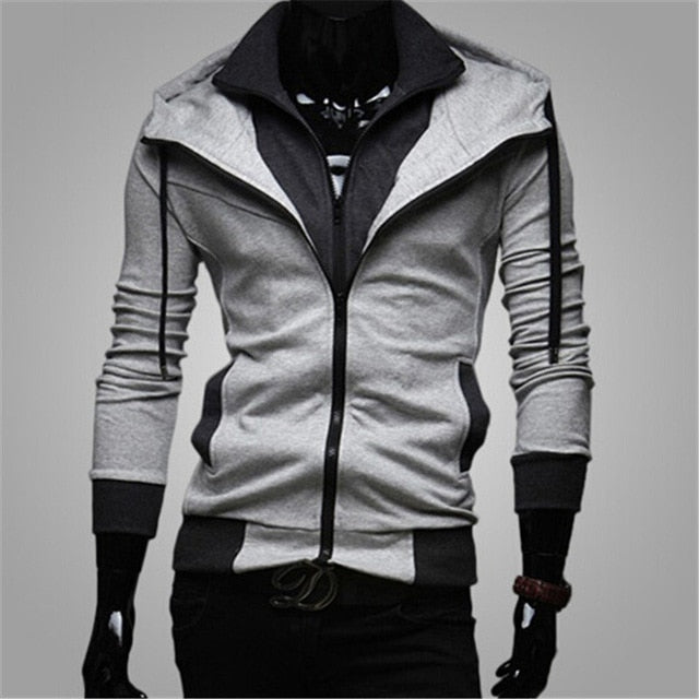 Men's Winter Color Matching Hooded Jacket Coat - CTHOPER