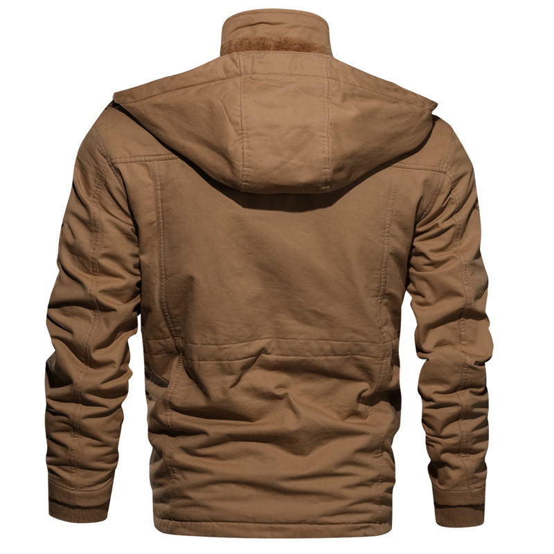 Men's Winter Fleece Warm Hooded Thermal Thick Military Jacket Coat - CTHOPER