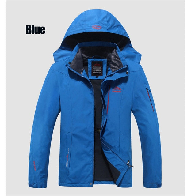 Plus Size Men's Windproof Tourism Mountain Windbreaker Hooded Jacket Coat - CTHOPER