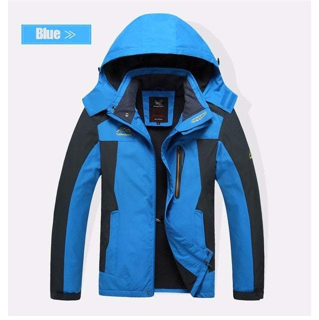 Plus Size Men's Windproof Tourism Mountain Windbreaker Hooded Jacket Coat - CTHOPER