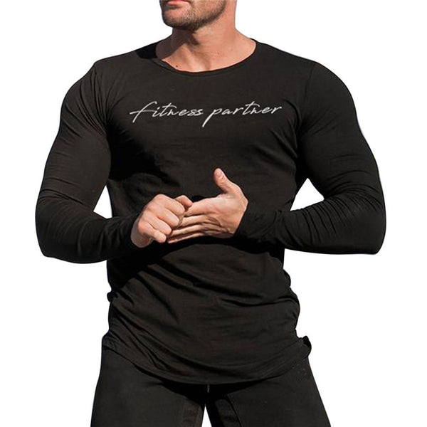 Men's Long Sleeve Running "Fitness Partner" T Shirts - CTHOPER