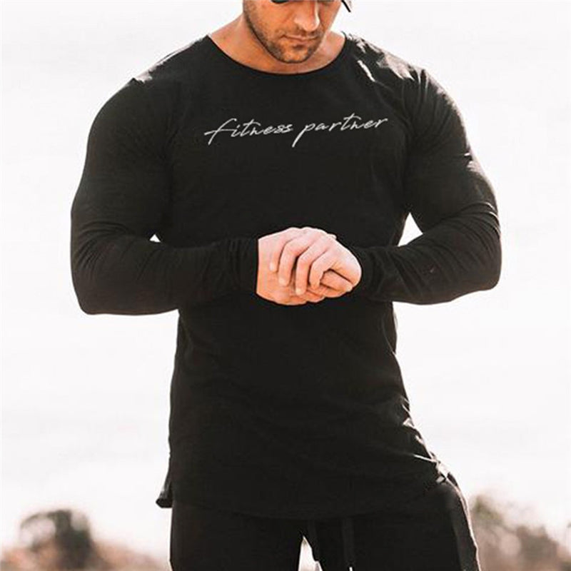 Men's Long Sleeve Running "Fitness Partner" T Shirts - CTHOPER