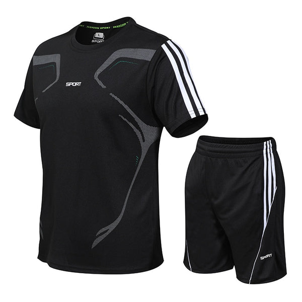 Men's Sport Short Sleeve T Shirt + Shorts Sets - CTHOPER