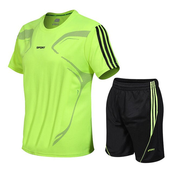 Men's Sport Short Sleeve T Shirt + Shorts Sets - CTHOPER