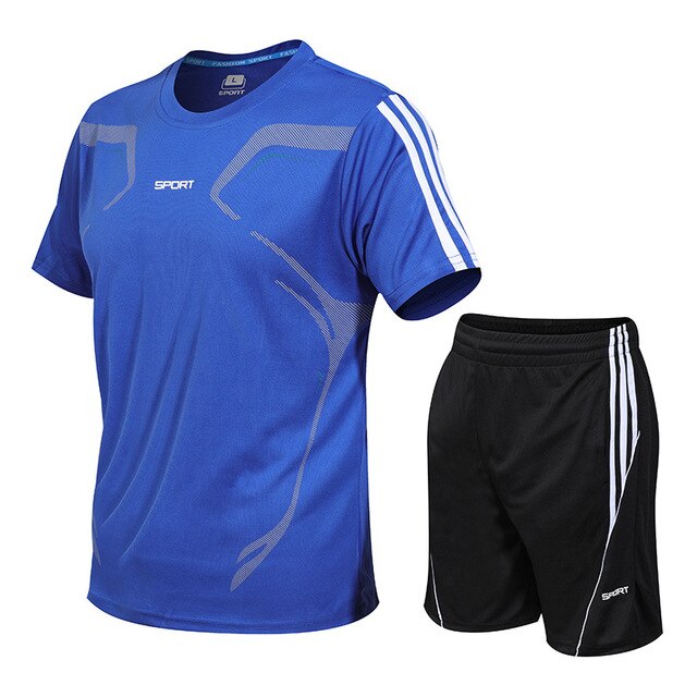 Men's Sport Short Sleeve T Shirt + Shorts Sets - CTHOPER