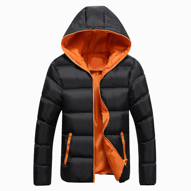 Men Winter Casual Outwear Windbreaker Slim Fit Hooded Overcoats Jackets - CTHOPER