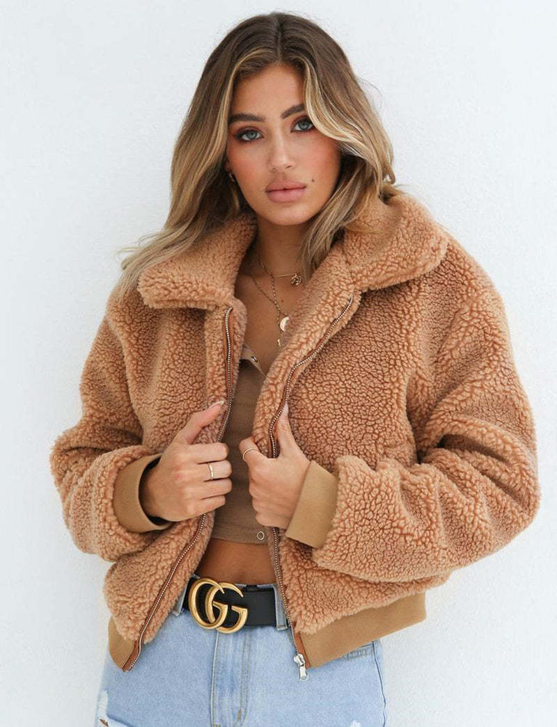 2019 Women Winter Cotton Fluffy Long Sleeve Coat Jacket - CTHOPER