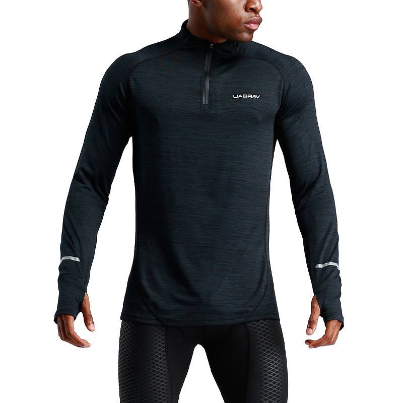 Men's Zipper Long Sleeve Compression T Shirts - CTHOPER