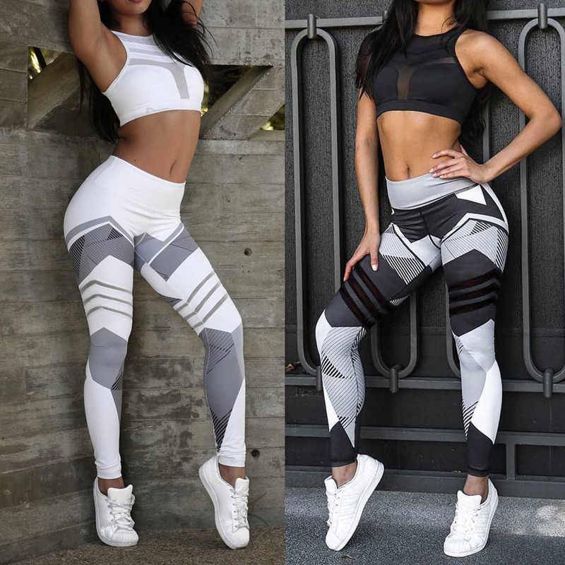 Women's High Waist Color Block Push Up Workout Leggings - CTHOPER