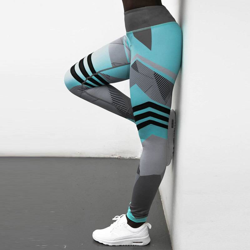 Women's High Waist Color Block Push Up Workout Leggings - CTHOPER