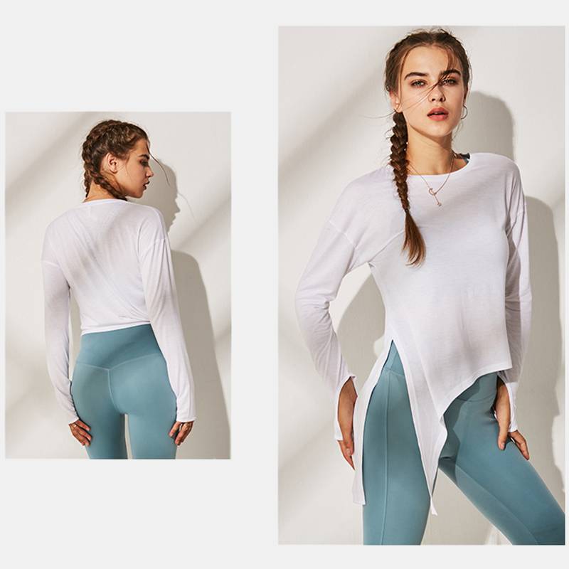 Women's Long Sleeve Side-Tie T Shirts - CTHOPER