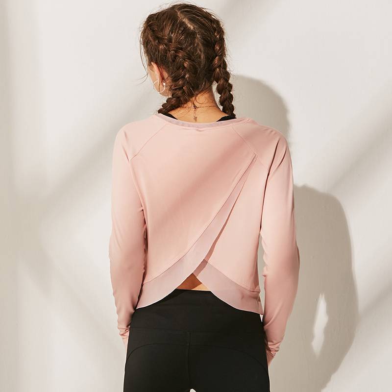 Women's Long Sleeved Split Open Back T Shirts - CTHOPER