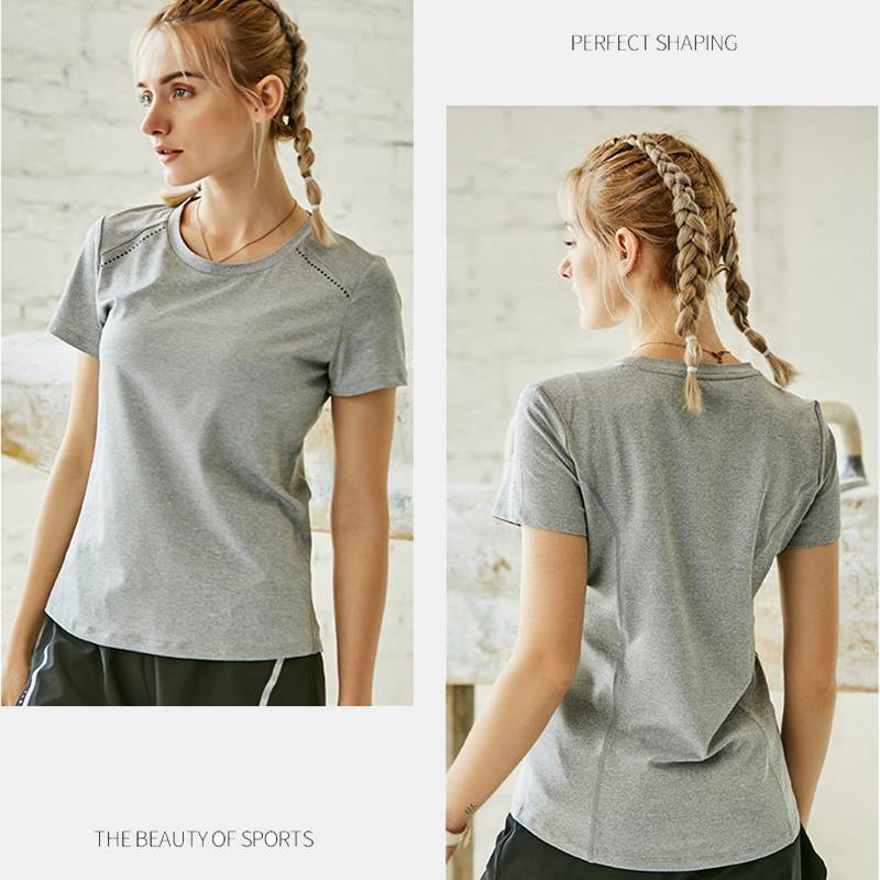 Women's Short Sleeve Running Loose T Shirts - CTHOPER