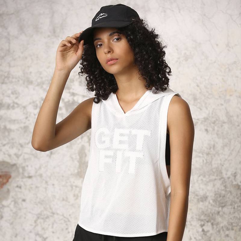 Women's Sleeveless Mesh Tank Top Hoodie - CTHOPER