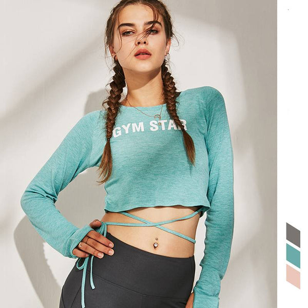 Women's "GYM STAR" Long Sleeve Crop Tops - CTHOPER