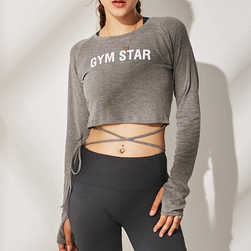 Women's "GYM STAR" Long Sleeve Crop Tops - CTHOPER