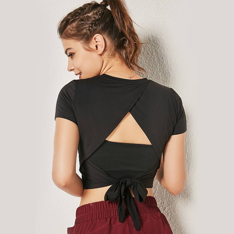 Women's Open Back Side-Tie Crop Tops - CTHOPER
